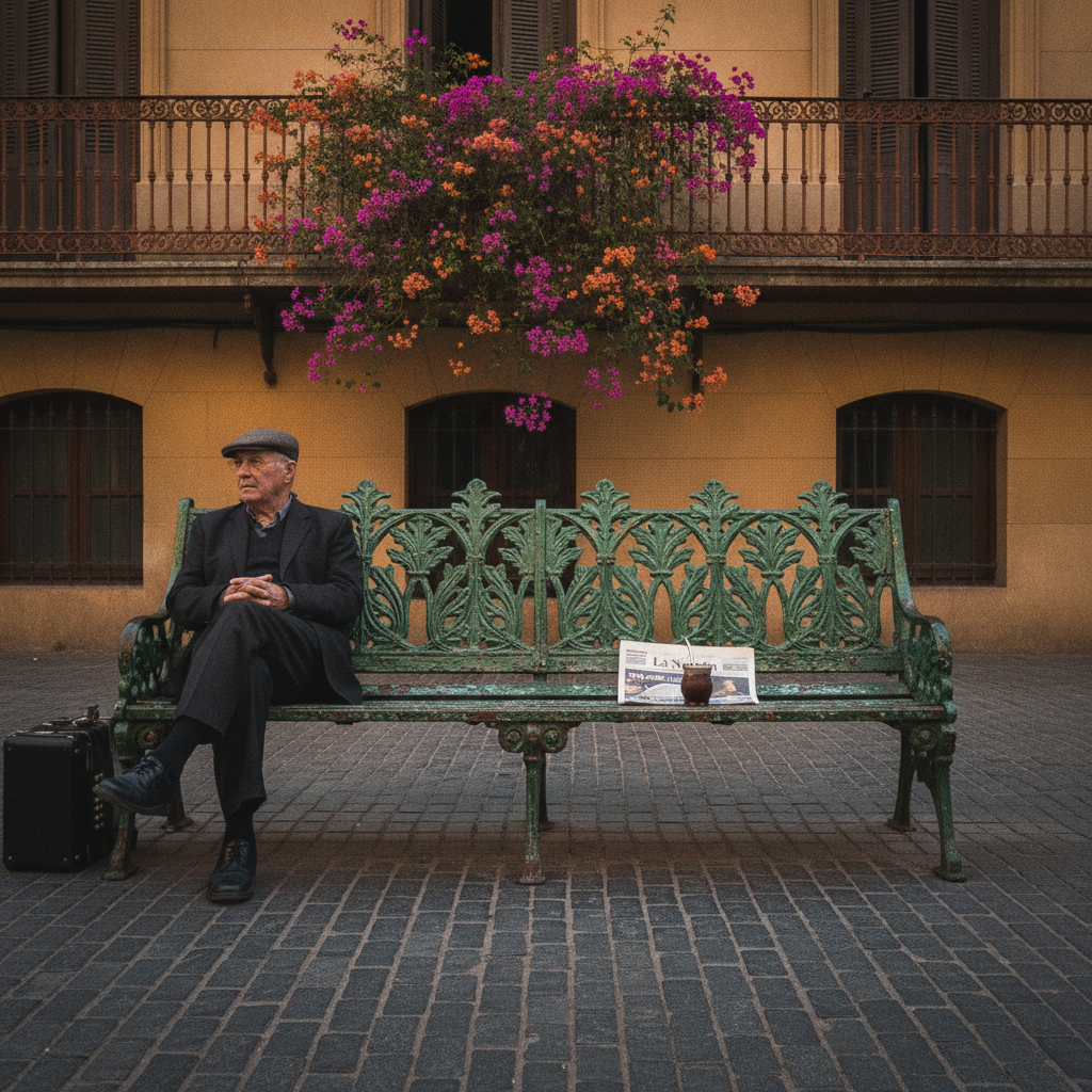 Buenos Aires Plaza, Tango Dusk AI-generated photoreal reference