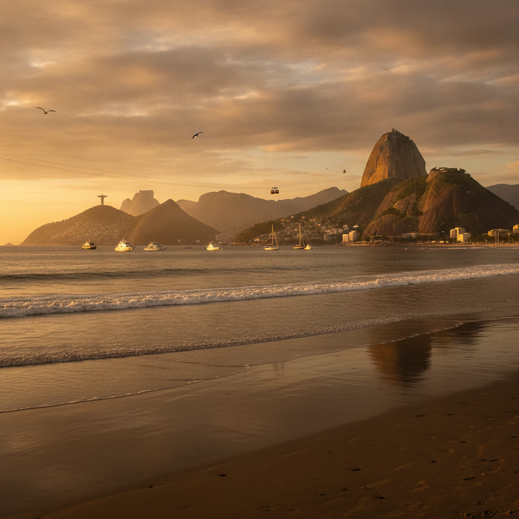 Rio de Janeiro Guanabara Bay with Sugarloaf, Brazil AI-generated photoreal reference