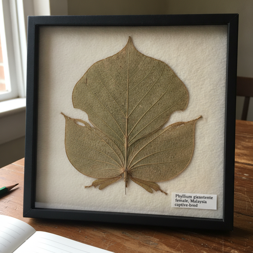 Leaf insect, flat and veined AI-generated photoreal reference