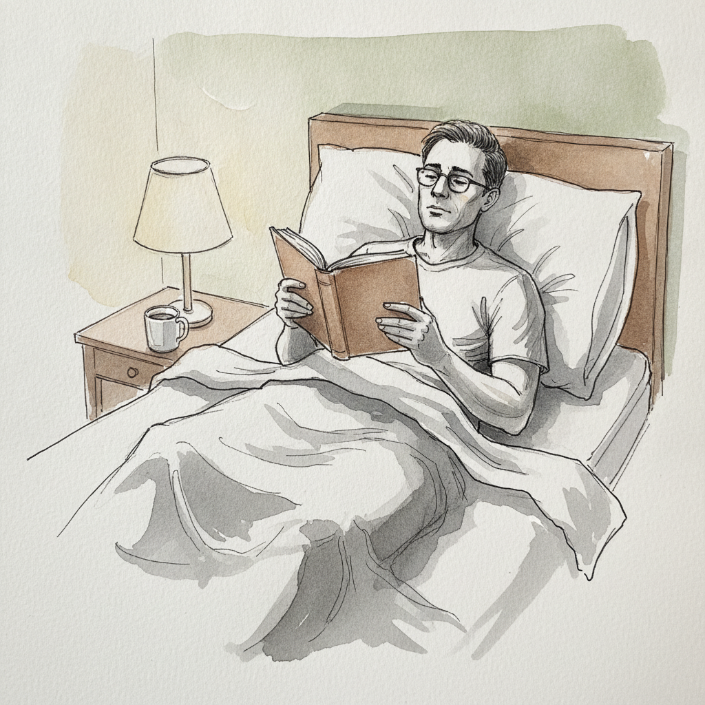 Person reading to fall asleep example 1