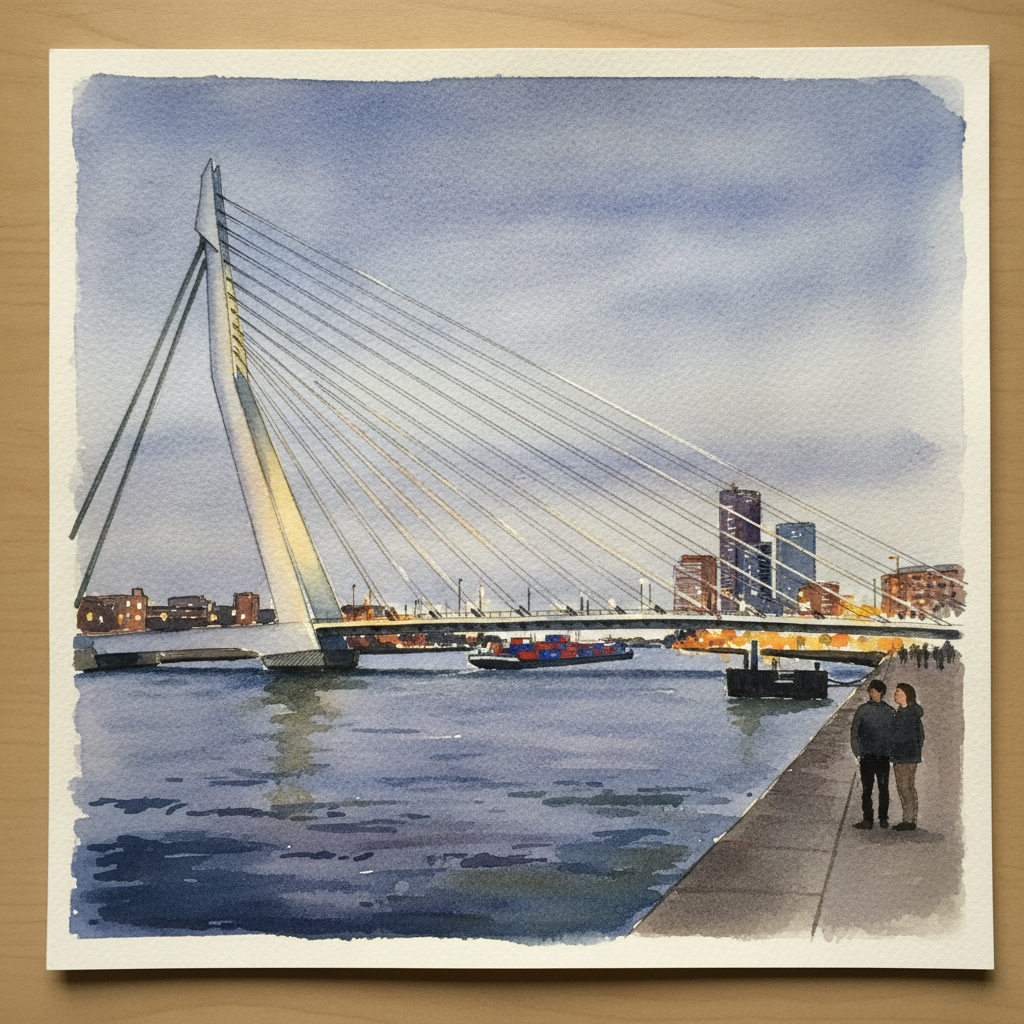 Erasmus Bridge, Rotterdam, Netherlands example 1