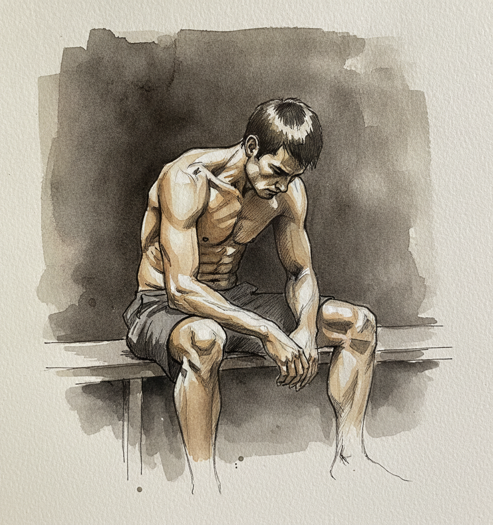 Seated leaning forward, elbows on knees example 1