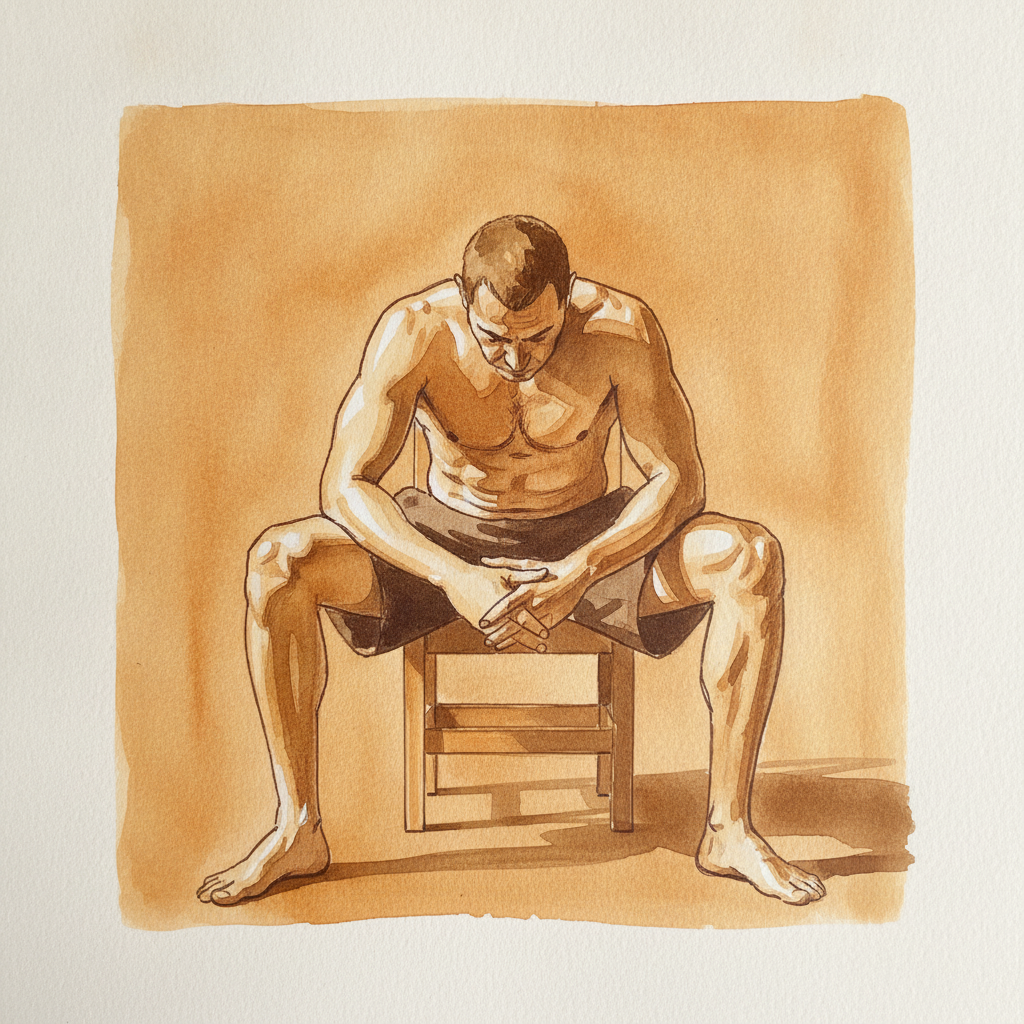 Seated leaning forward, elbows on knees example 2
