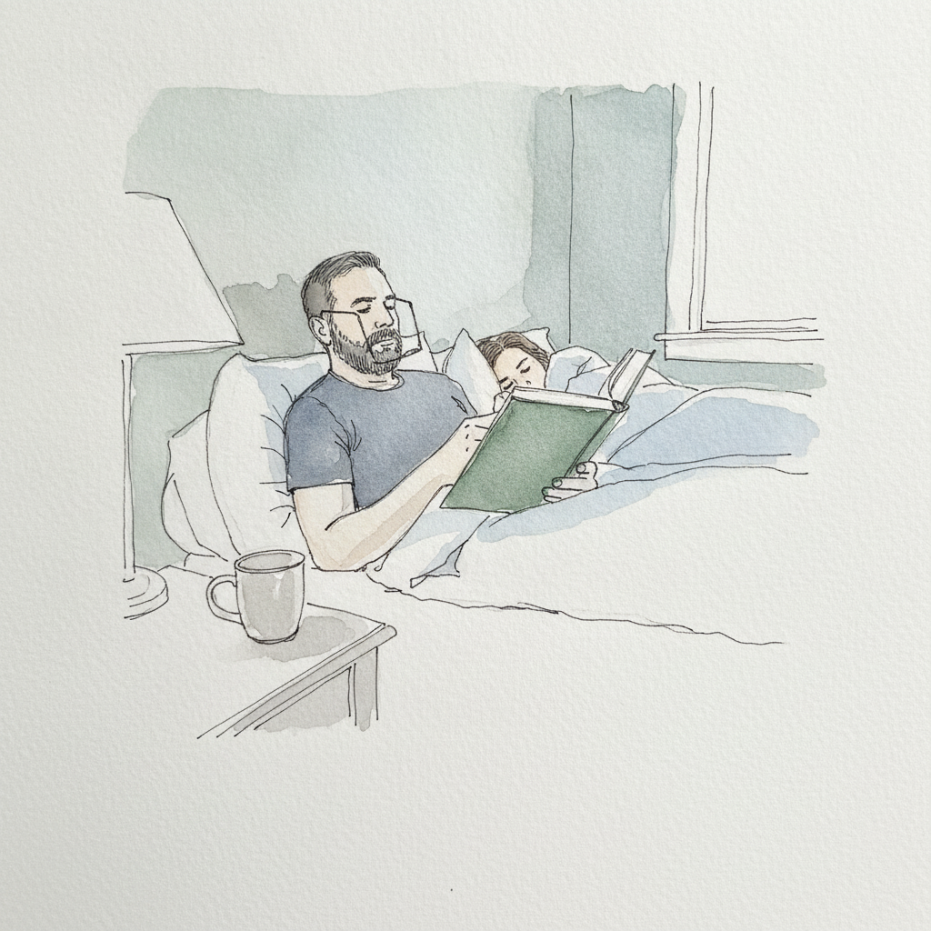 Person reading to fall asleep example 3