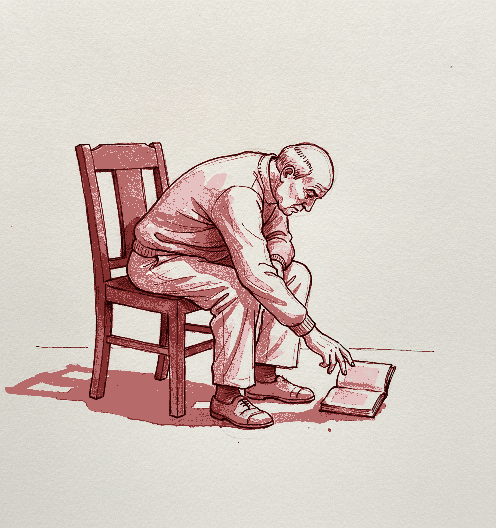 Seated chair lean with cross-body reach to floor example 3