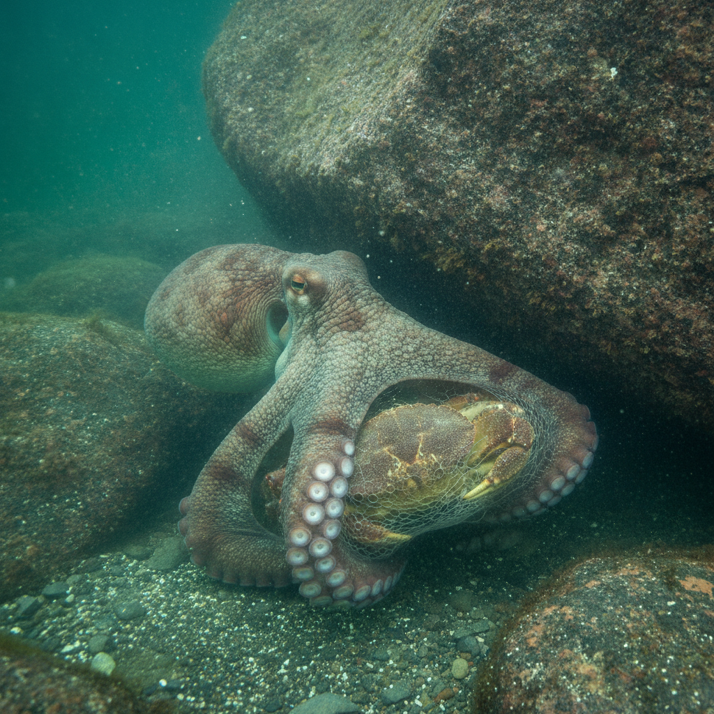 Giant Pacific octopus AI-generated photoreal reference