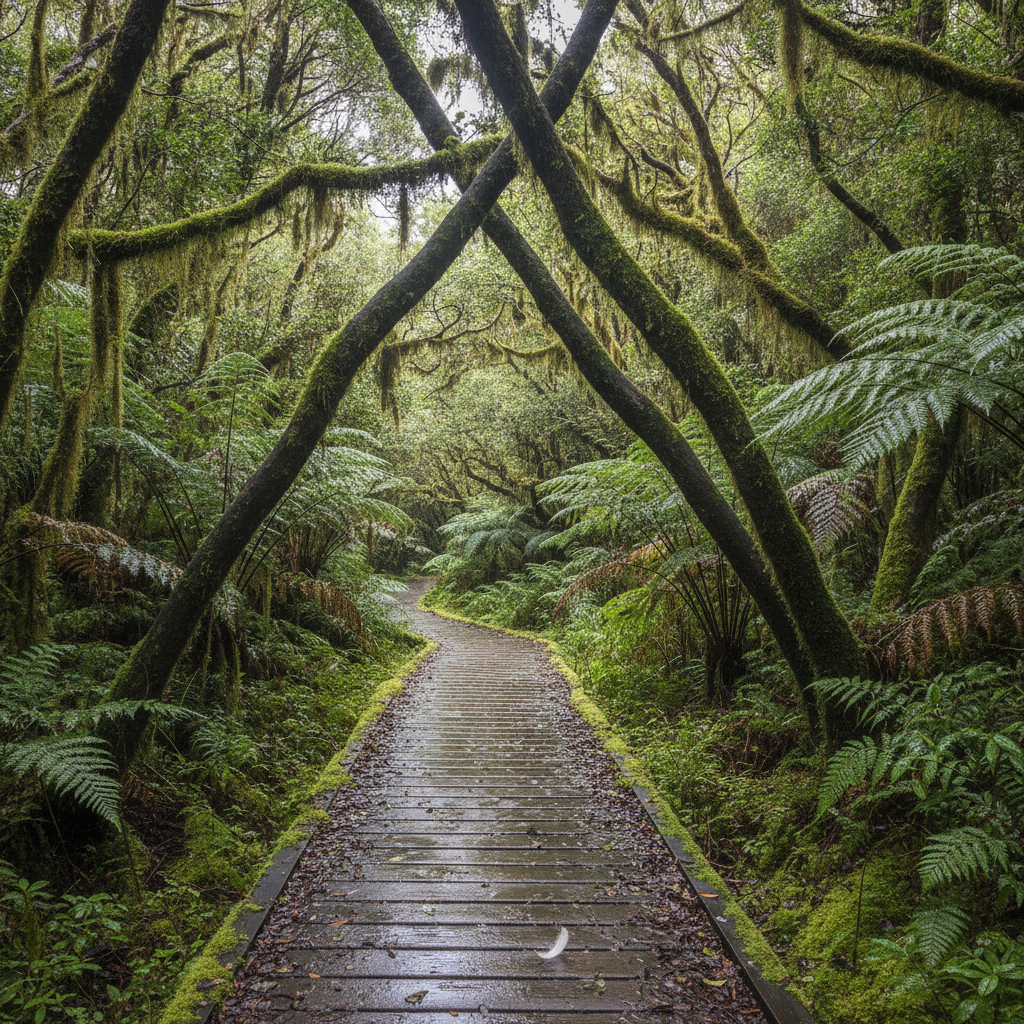 New Zealand Beech with Tree Fern, South Island AI-generated photoreal reference