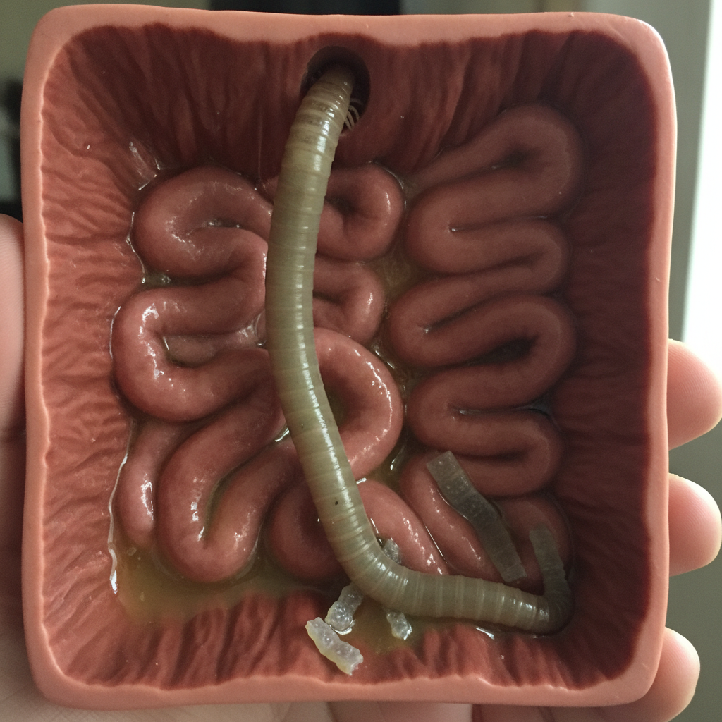 Beef tapeworm AI-generated photoreal reference