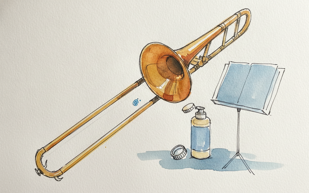 Trombone with slide extended example 1