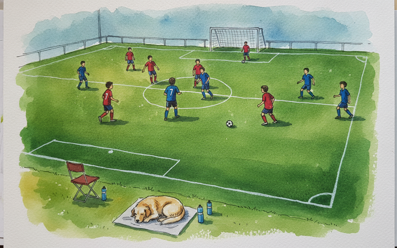 Soccer game on field example 1