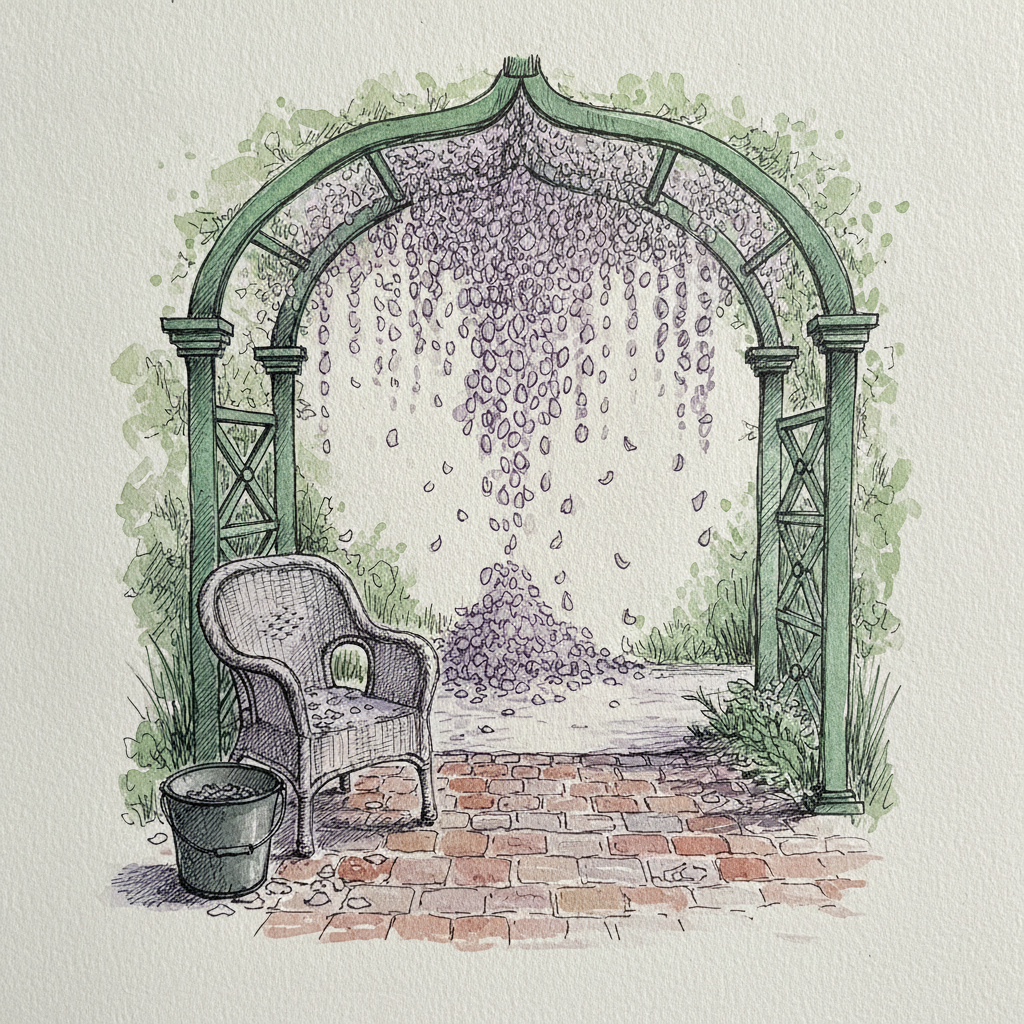 Petal storm under an arch in late May example 1