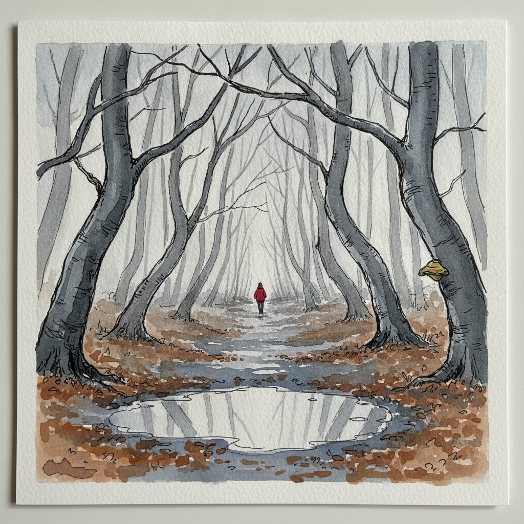 Beech Wood in Late November Rain example 1