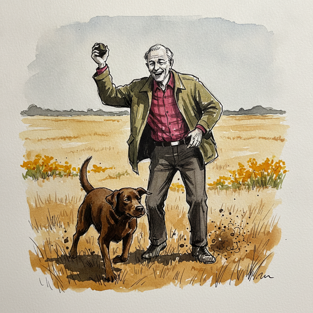 Person throwing ball for dog example 1