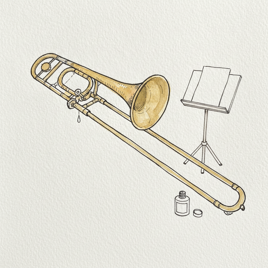 Trombone with slide extended example 2