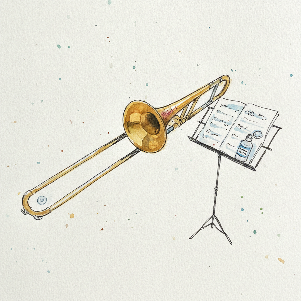 Trombone with slide extended example 3