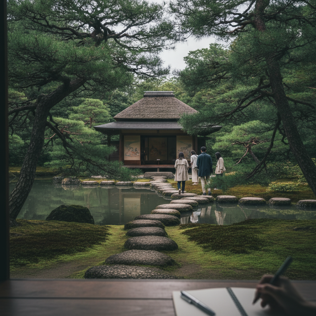 Lower Villa, Shugakuin Imperial Villa, Kyoto, Japan AI-generated photoreal reference