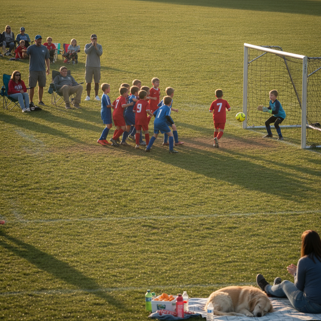 Soccer game on field AI-generated photoreal reference