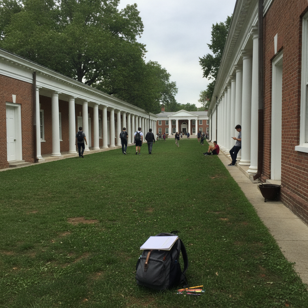 Pavilions of the Lawn, University of Virginia, Charlottesville, Virginia AI-generated photoreal reference