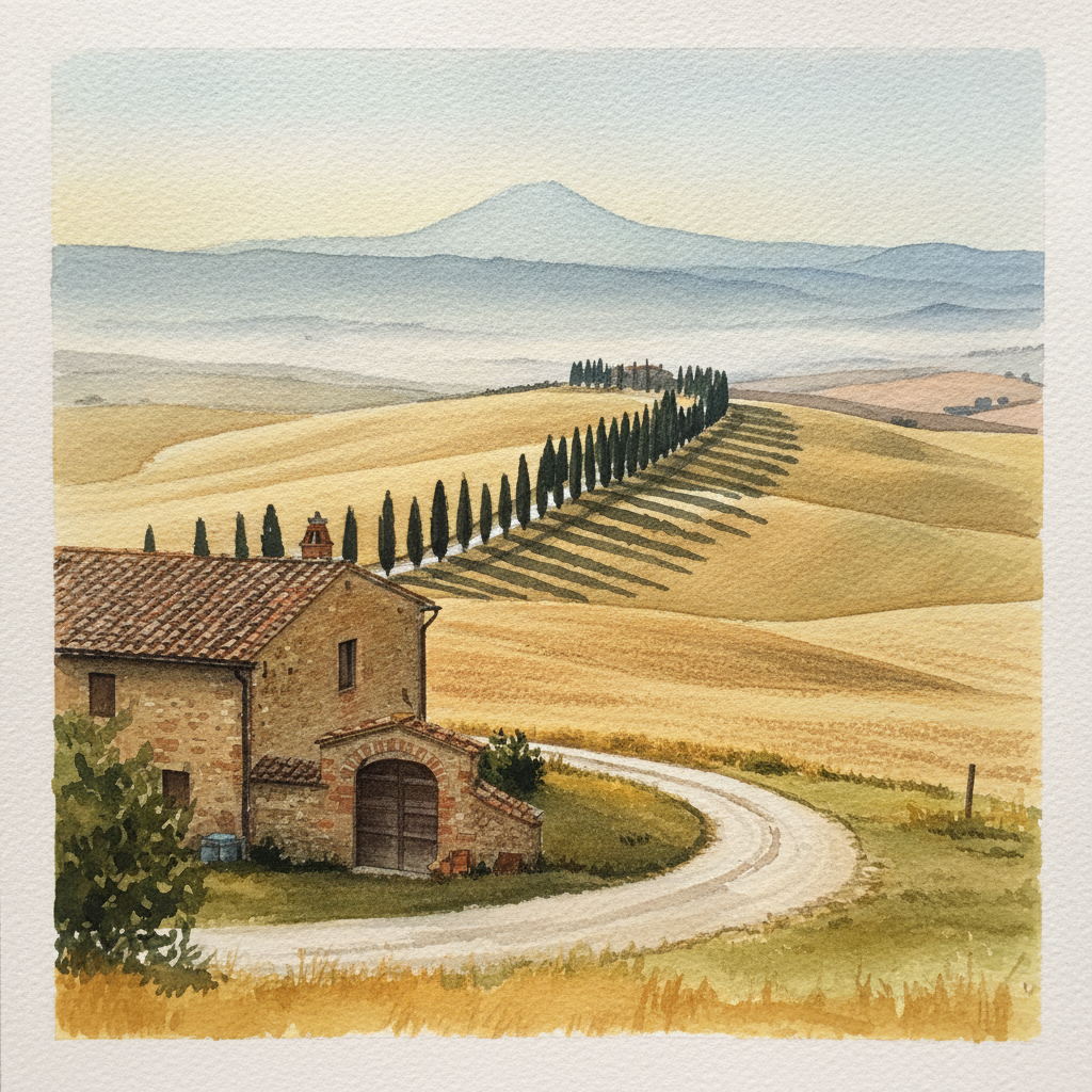 Val d'Orcia at Dawn, Tuscany, Italy example 1