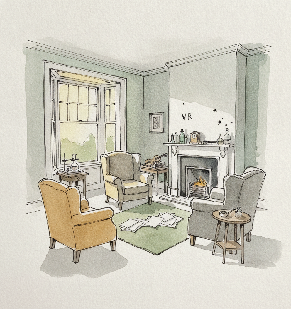 Sherlock Holmes 221B sitting room example 1
