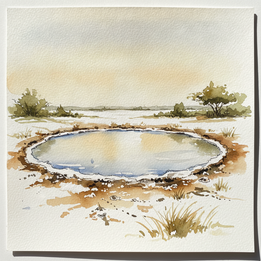 Etosha waterhole at pan edge, Namibia example 1