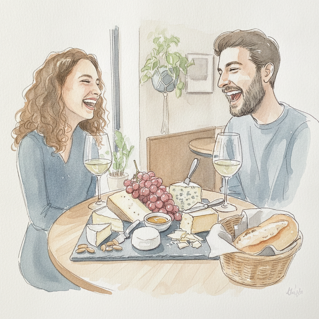 Cheese board with grapes example 1