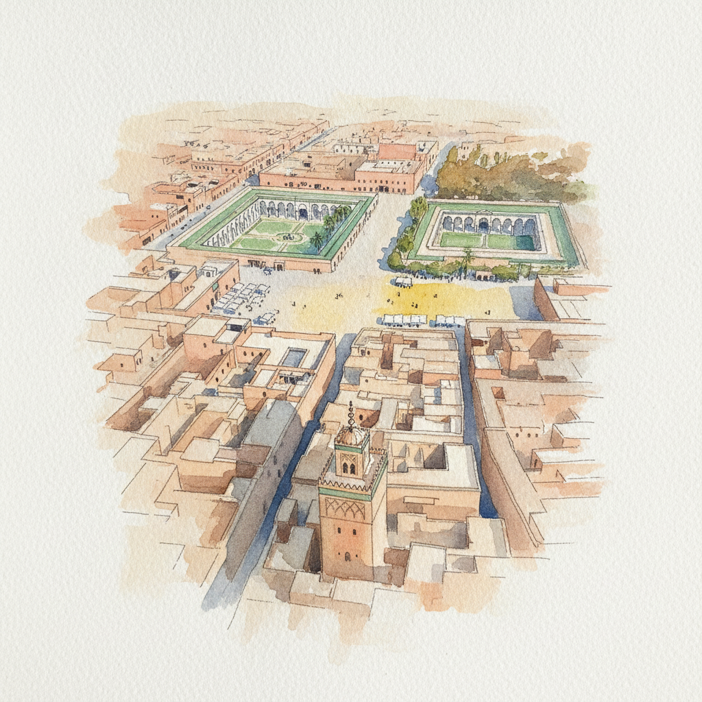 Marrakech Medina from Above the Koutoubia example 1