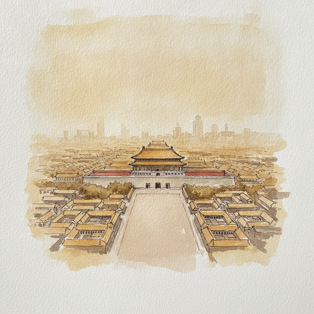 Beijing Forbidden City from Above, Smog Haze example 1