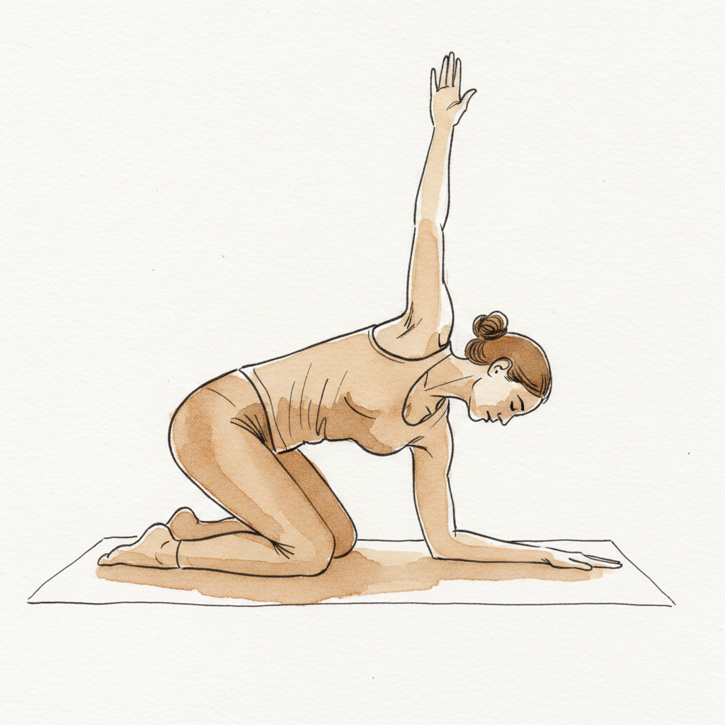 Kneeling cat-cow with rotation example 1