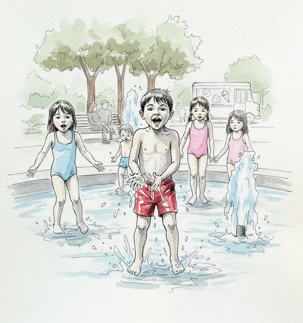 Kids dipping fingers in summer example 2