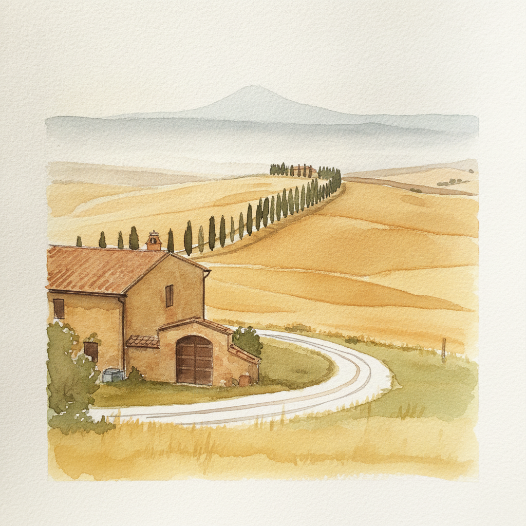 Val d'Orcia at Dawn, Tuscany, Italy example 2