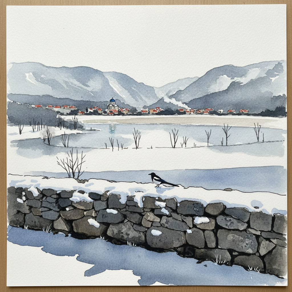 Cetinje polje basin in winter, Montenegro example 2