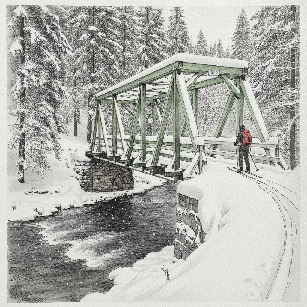 Bavarian Forest Bridge in Snow example 2