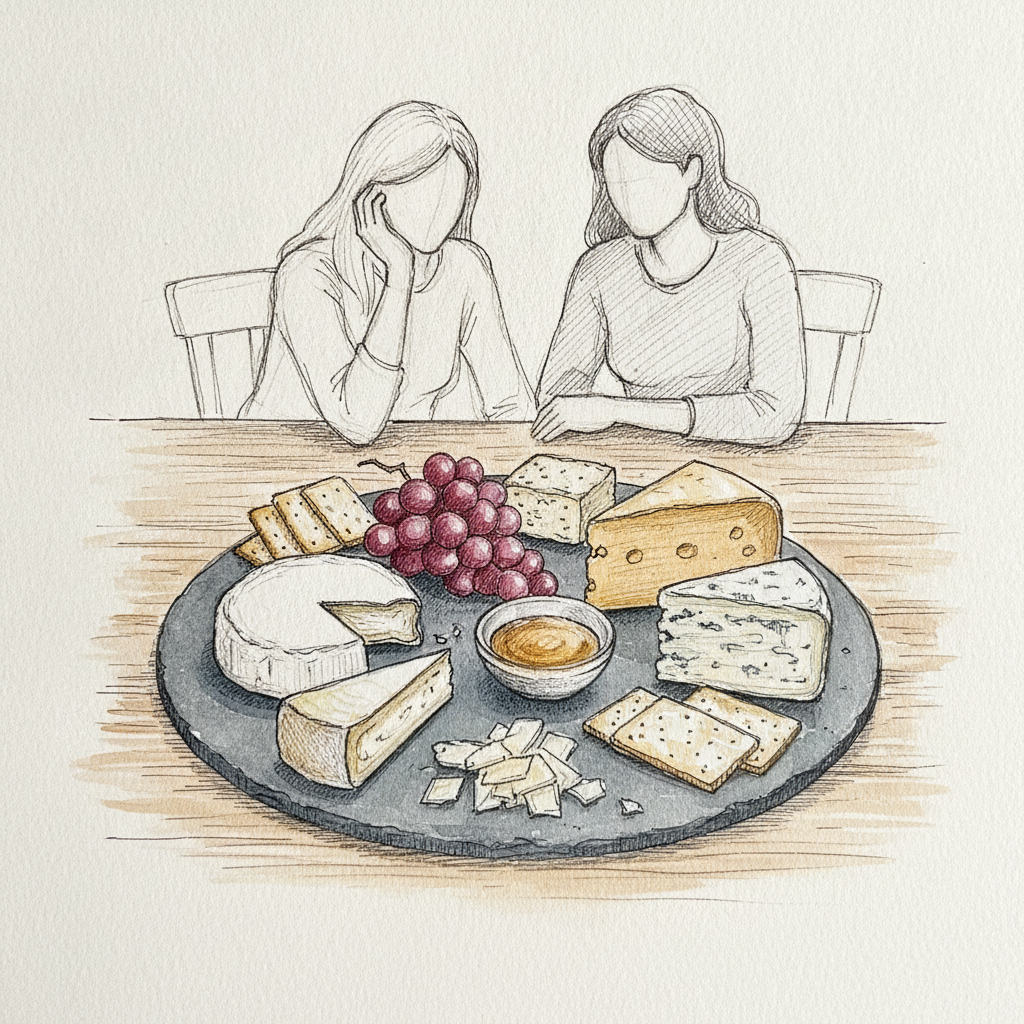 Cheese board with grapes example 2