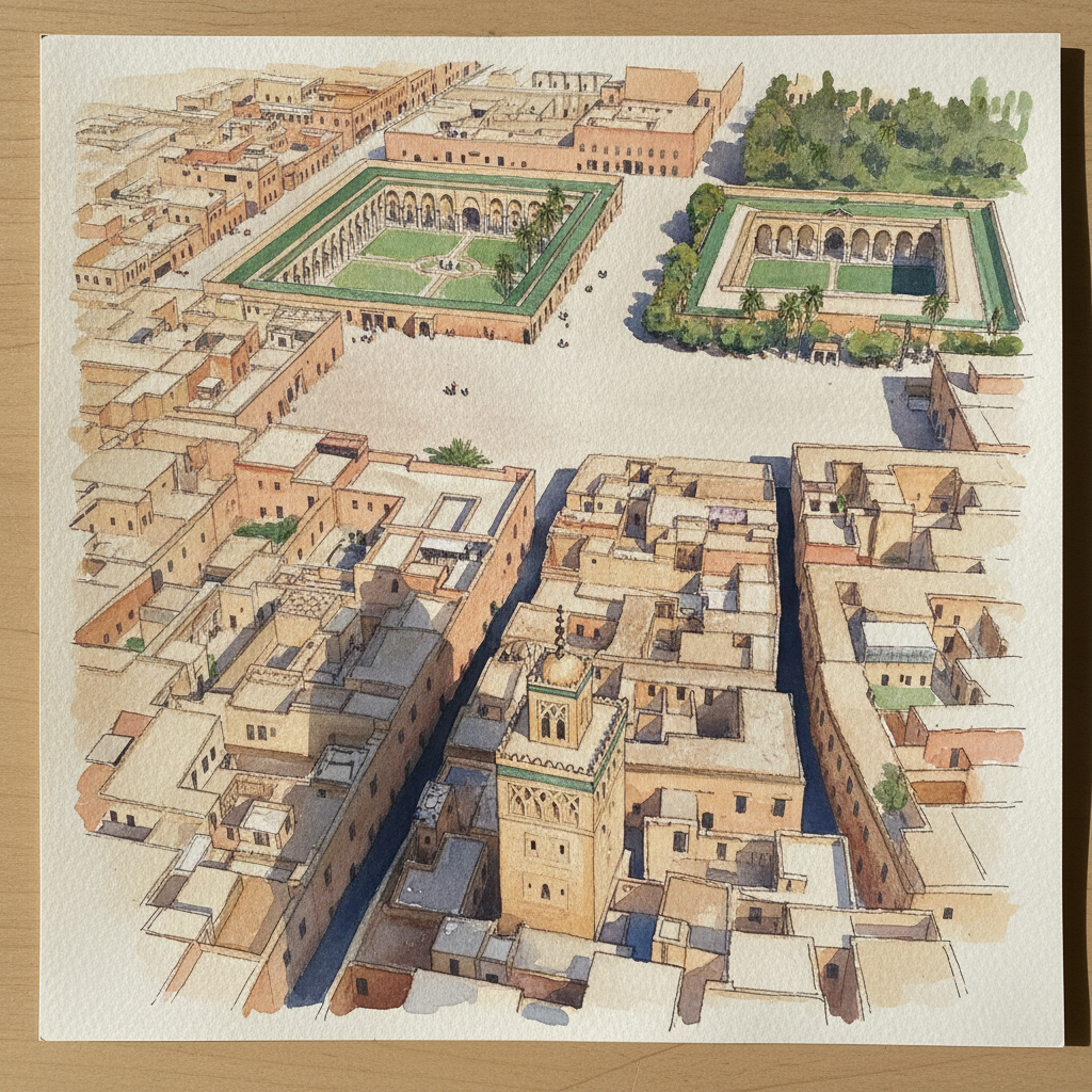 Marrakech Medina from Above the Koutoubia example 2