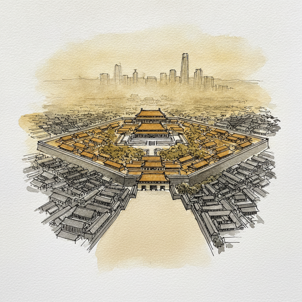 Beijing Forbidden City from Above, Smog Haze example 2