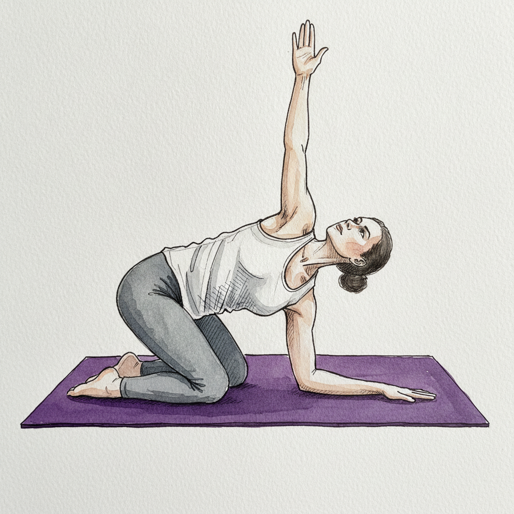 Kneeling cat-cow with rotation example 2