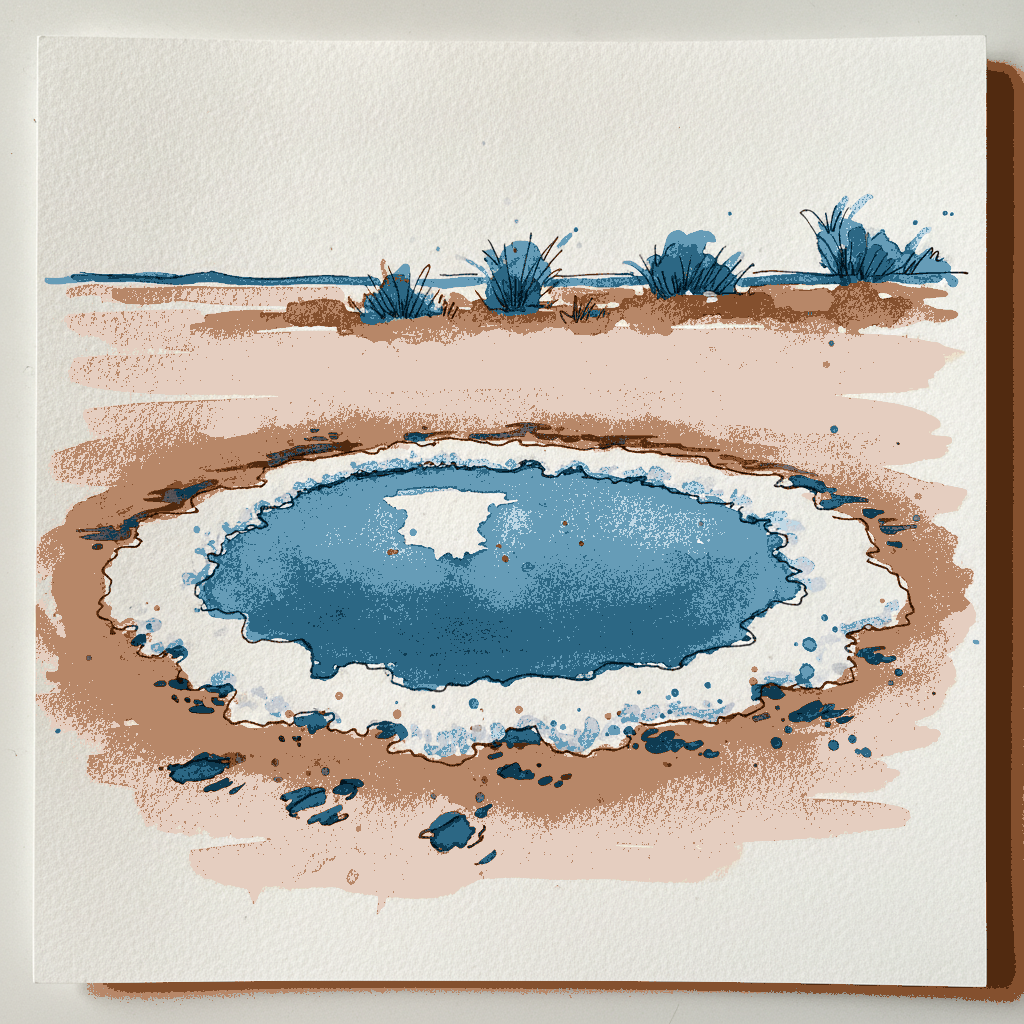 Etosha waterhole at pan edge, Namibia example 3