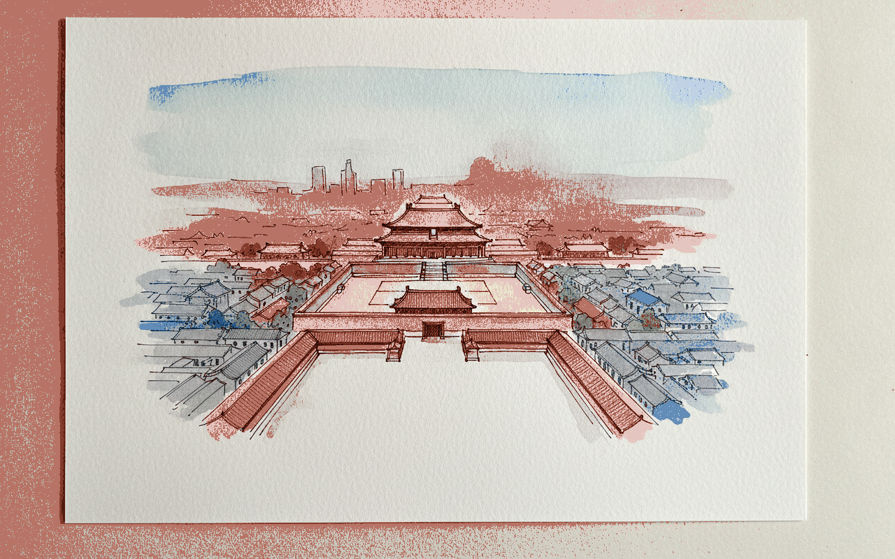 Beijing Forbidden City from Above, Smog Haze example 3