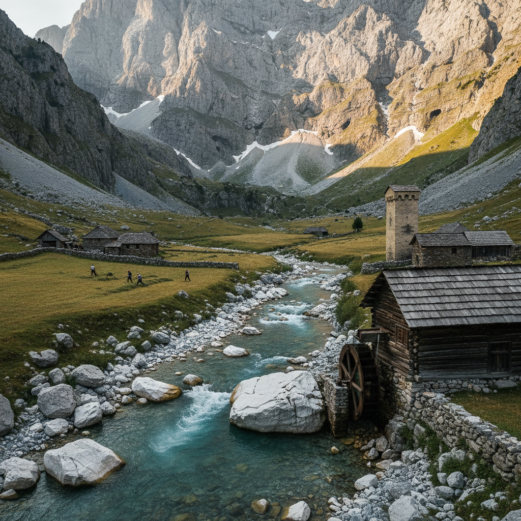 Valbona Valley, Albanian Alps AI-generated photoreal reference