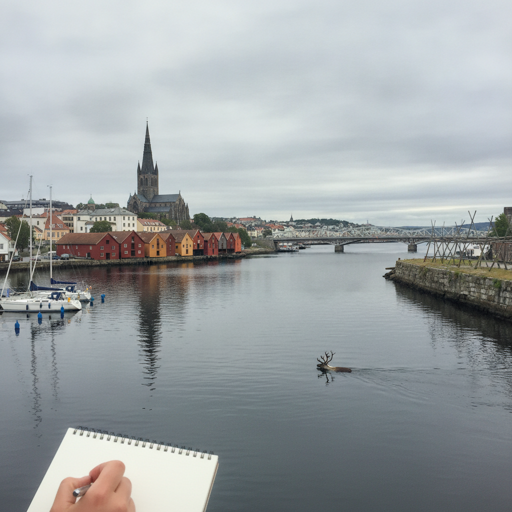 Trondheim Norway from Munkholmen Island Boat AI-generated photoreal reference