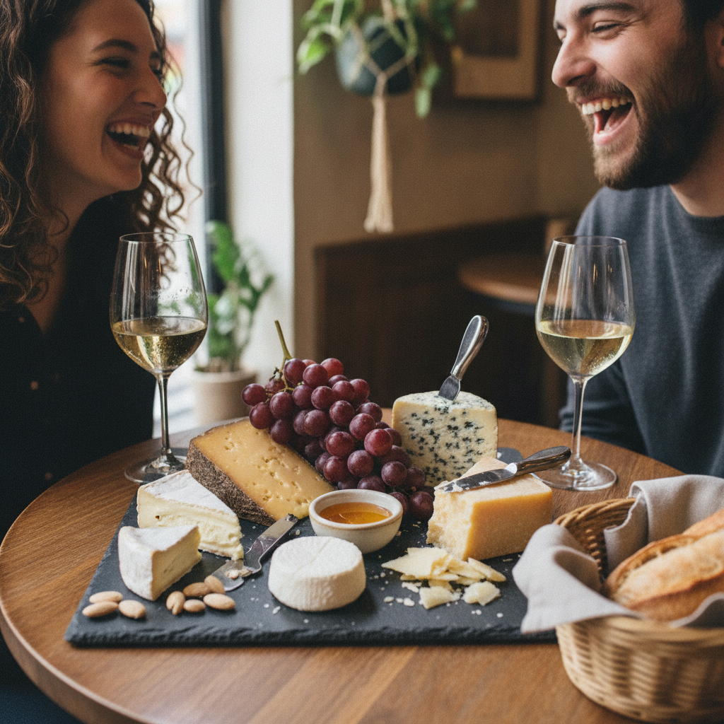 Cheese board with grapes AI-generated photoreal reference