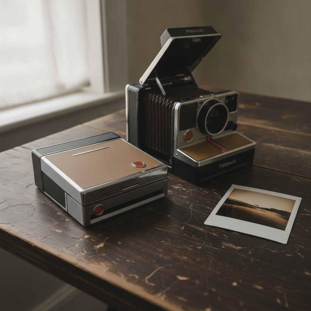 Polaroid SX-70 folded AI-generated photoreal reference