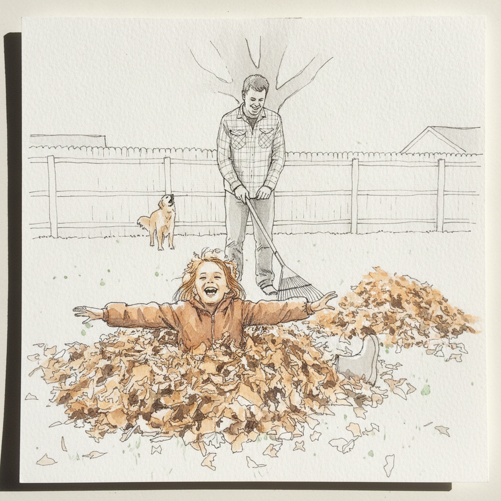 Kid jumping in leaves example 2