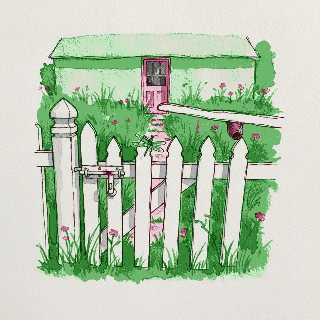 Painted-shut gate at an abandoned cottage example 3