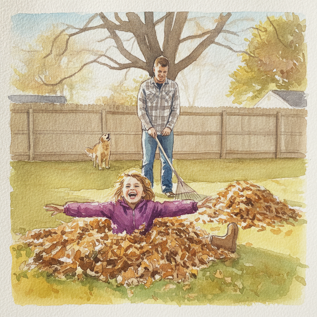 Kid jumping in leaves example 3