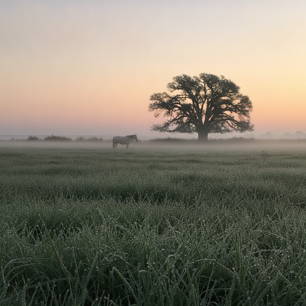 Dawn Pink with Heavy Dew, Pampa Húmeda, Salto Grande Area AI-generated photoreal reference