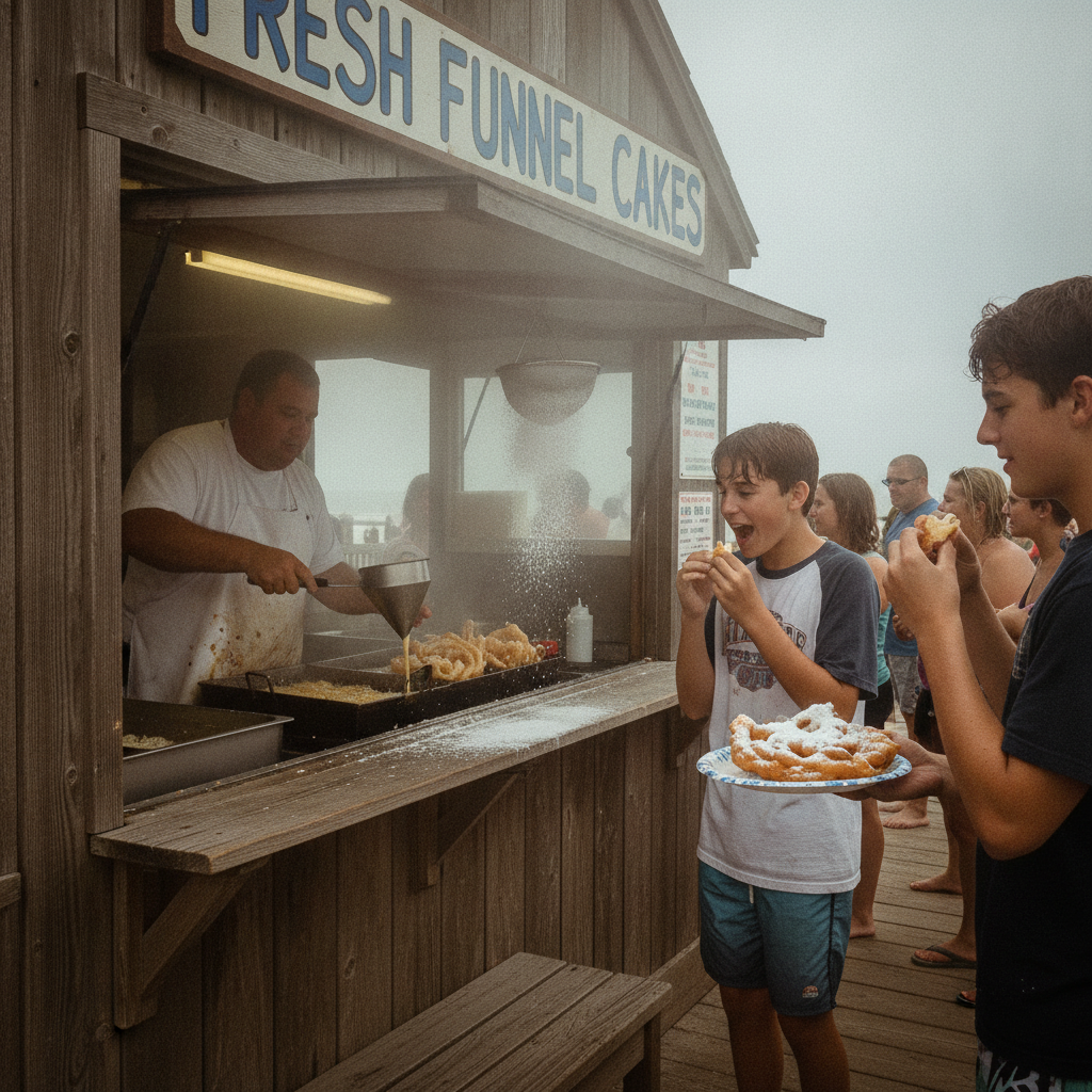 Funnel cake stand AI-generated photoreal reference