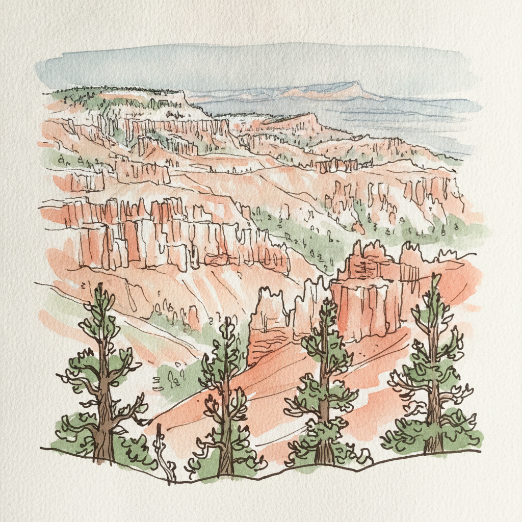 Panorama from Bryce Amphitheater Rim, Utah, USA example 1