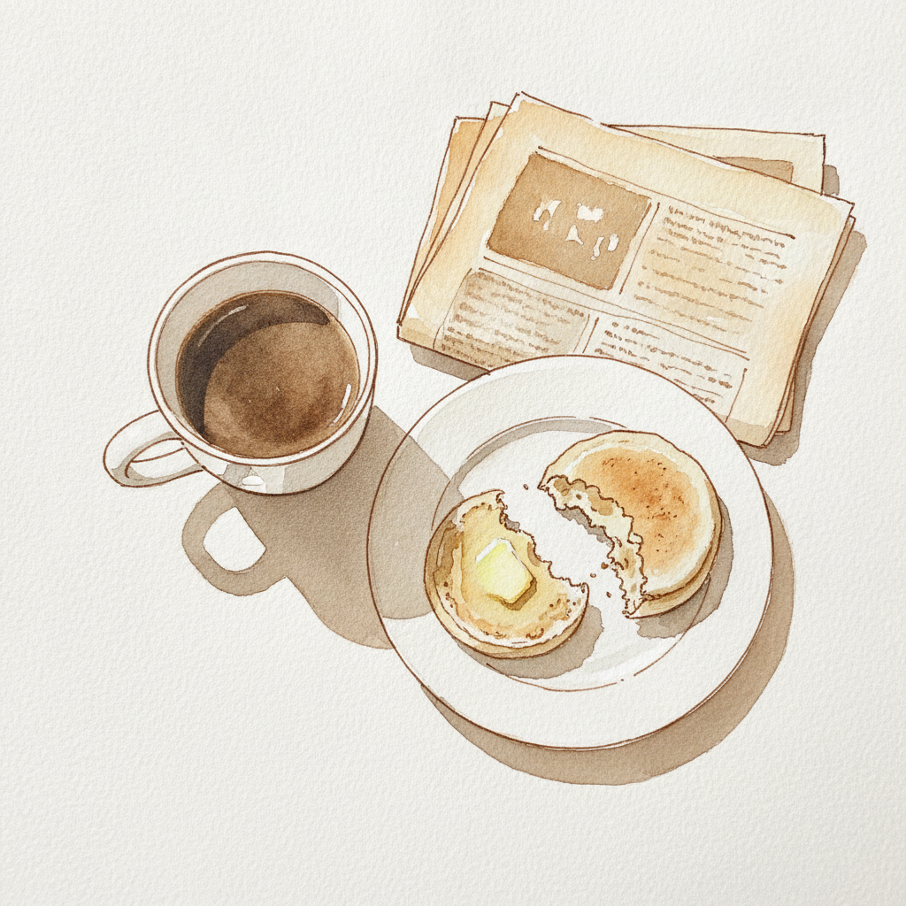 Morning Coffee and Folded Paper example 1